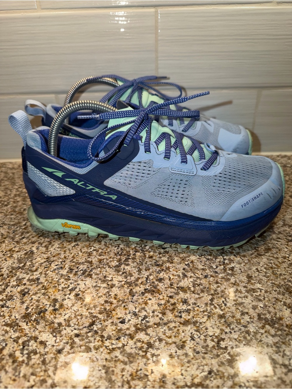 Altra Olympus 4 Trail Shoes - Light Gray, Navy & Mint - Picture 2 of 15